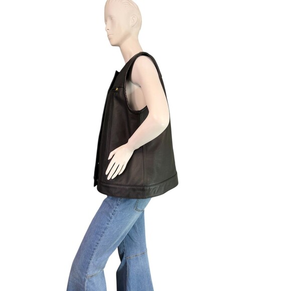 Espinoza's Black Leather Women's Custom Club Vest Zipper Chest Pockets $450  XL - Picture 7 of 11